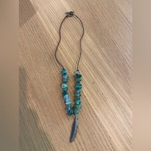 Handmade Green Feather Necklace
